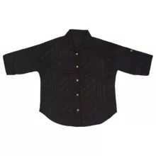 شومیز آستین کوتاه یقه برگردان زنانه مدل مجلسی رنگ مشکی