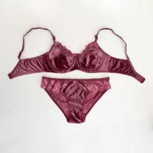 ست شورت و سوتین زنانه نوشه پوش مدل مخمل گیپور کد 81008