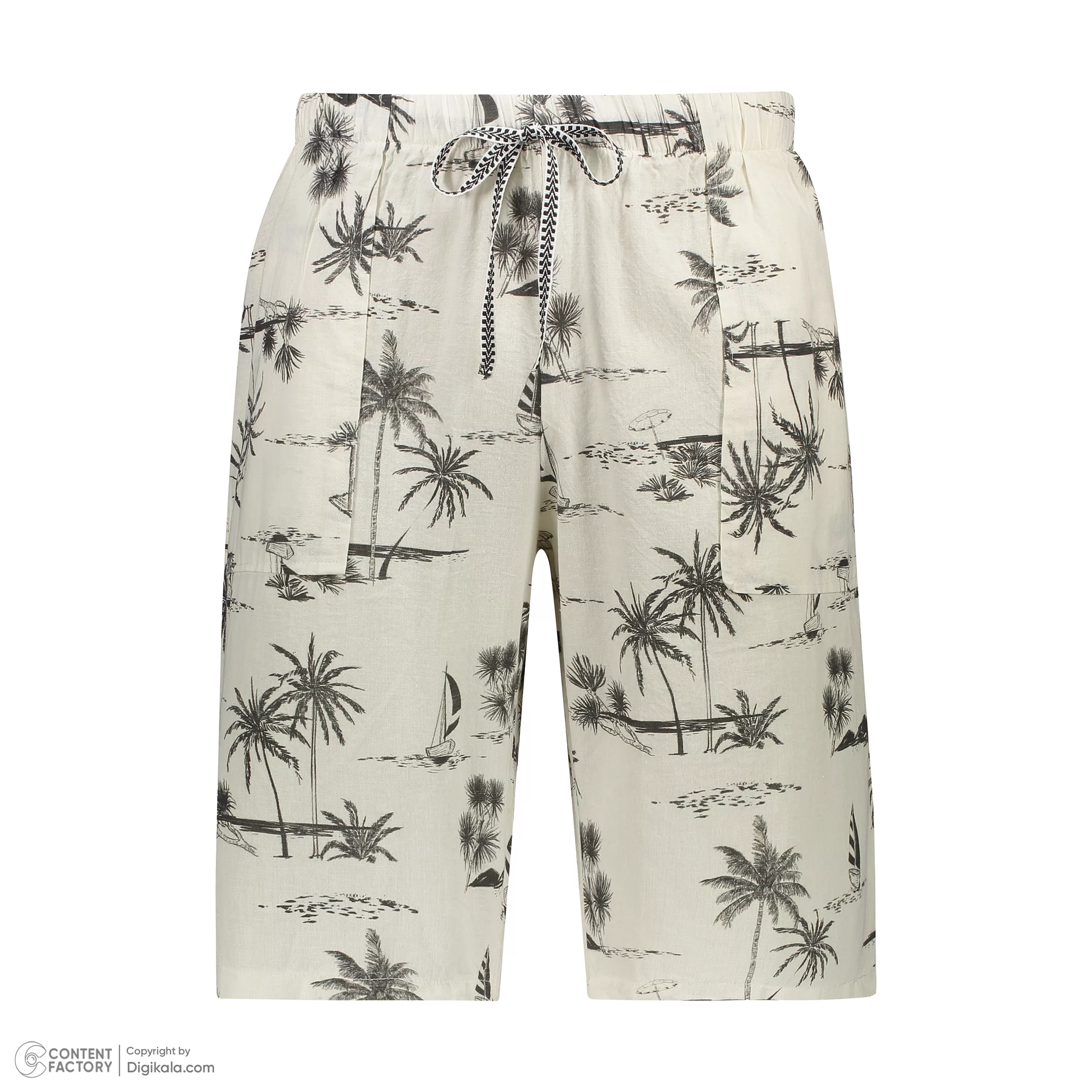 ست پیراهن آستین کوتاه و شلوارک راحتی مردانه مدل هاوایی نخل و کلبه