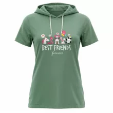 تی شرت کلاه دار  آستین کوتاه زنانه مدل 14040225 رنگ سبز