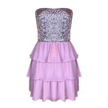 پیراهن یقه دکلته زنانه دینامیت مدل عروسکی رنگ صورتی چرک