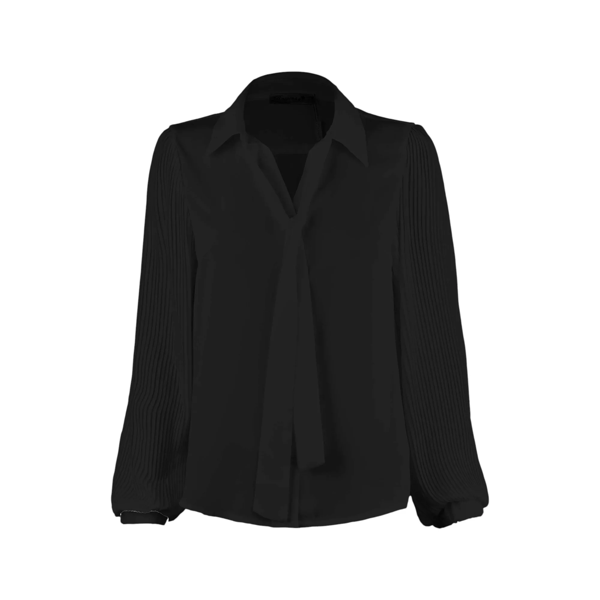 شومیز آستین بلند یقه برگردان زنانه مدل MDSS-CH1457 رنگ مشکی