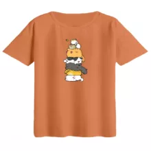 تی‌شرت  اورسایز آستین کوتاه زنانه مدل باکسی طرح گربه بازیگوش رنگ گلبهی