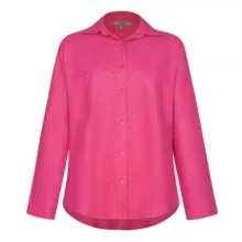 شومیز آستین بلند یقه برگردان زنانه نیزل مدل 1246 رنگ سرخابی