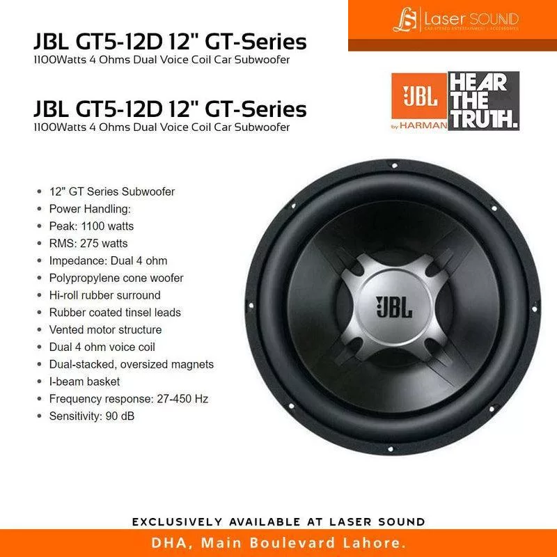 ساب ووفر خودرو جی بی ال مدل GT5-12D