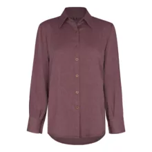 شومیز آستین بلند یقه برگردان زنانه مدل 009 رنگ بادمجانی