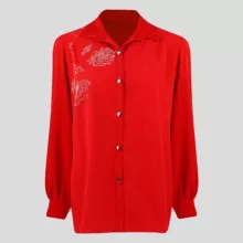 شومیز آستین بلند زنانه مدل نگین دار  گلی