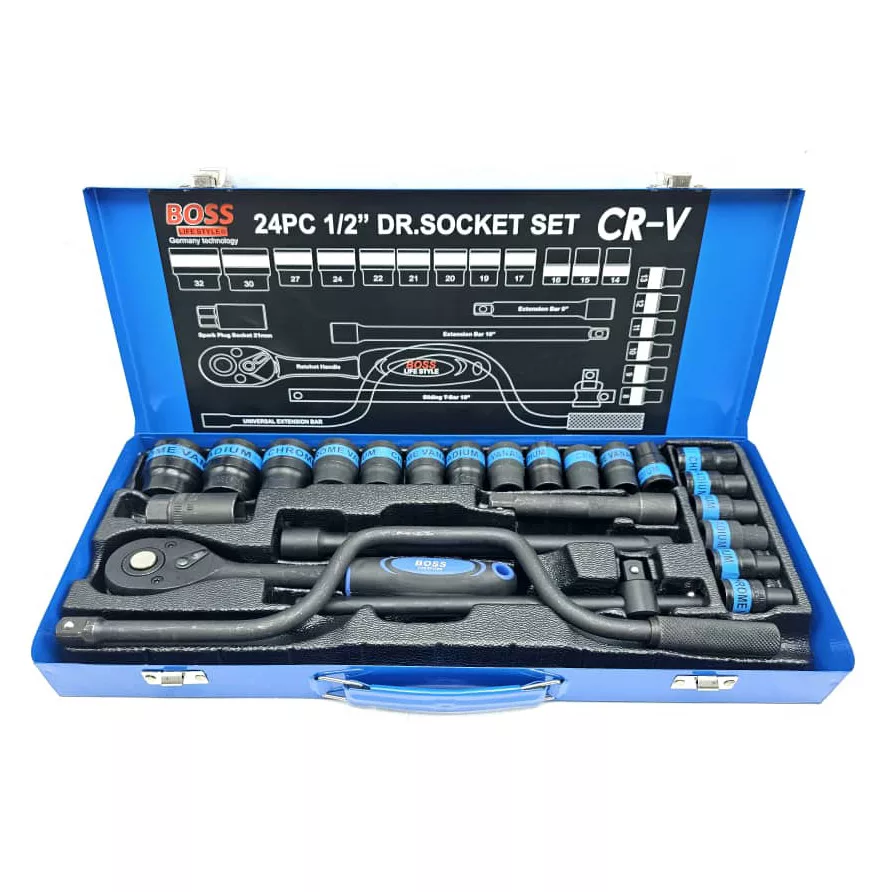 آچار بکس جغجغه ای باس مدل LIFE-STYLE-24 BLACK مجموعه 24 عددی