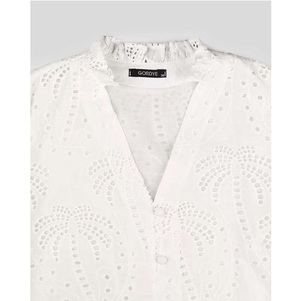 شومیز آستین سه ربع یقه هفت زنانه مدل SB-SS-304453 رنگ سفید