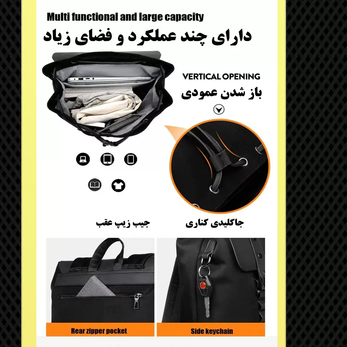 کوله پشتی لپ تاپ مدل 7178 مناسب برای لپ تاپ 14.1 تا 15.6 اینچی