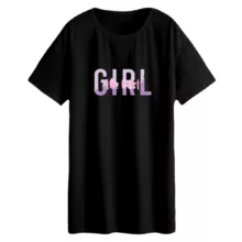 تی شرت لانگ زنانه مدل دختر رنگ مشکی