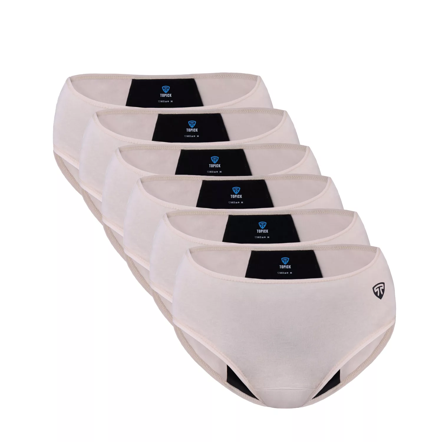 شورتکس  زنانه تاپیک مدل لایه جاذب ضدحساسیت رنگ کرم بسته 6 عددی