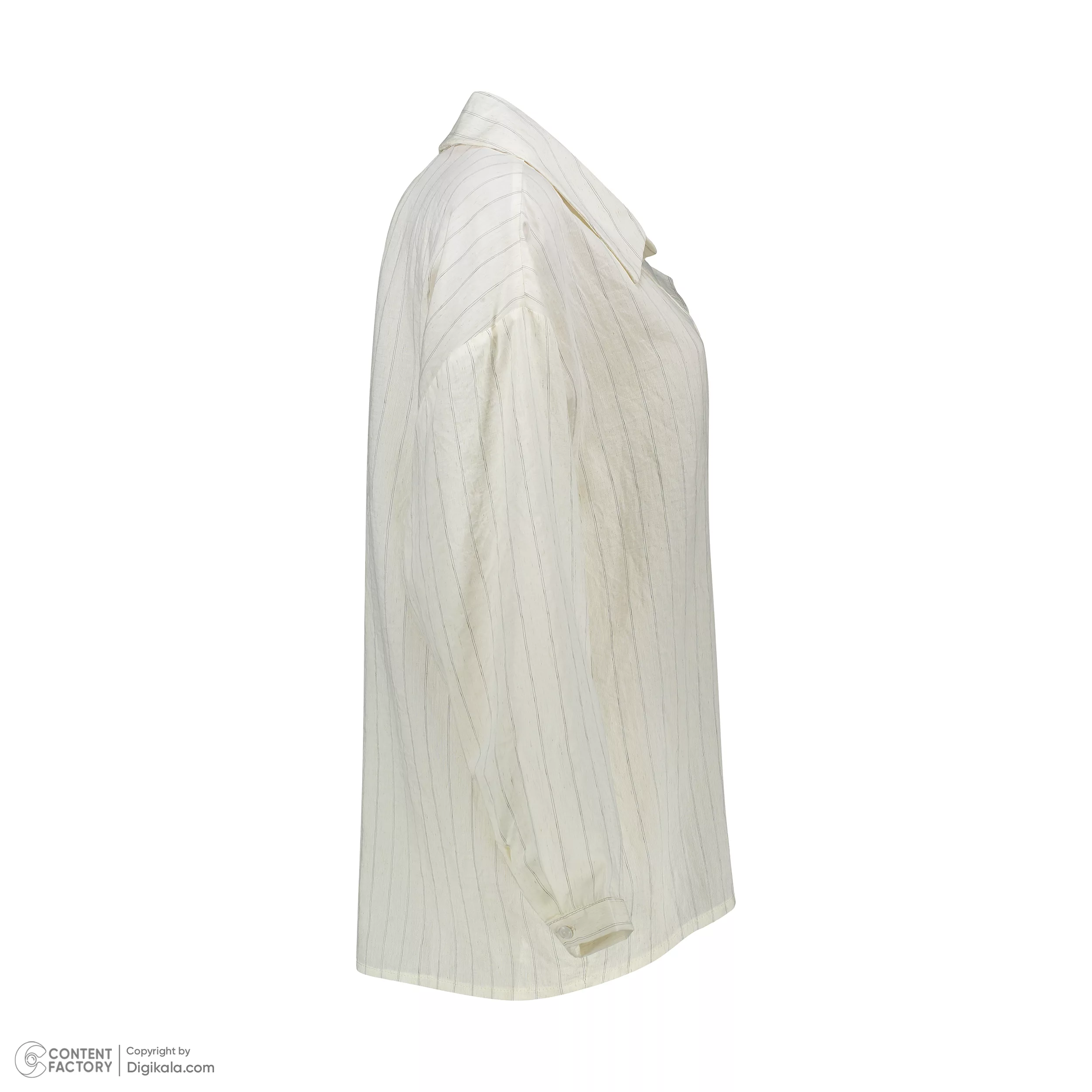 شومیز آستین بلند یقه برگردان زنانه نیزل مدل 1256 رنگ کرم