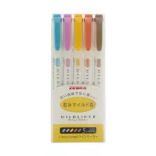 ماژیک علامت گذار دو سر زبرا مدل Mildliner بسته 5 عددی