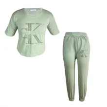 ست تی شرت آستین کوتاه و شلوار زنانه مدل آماندیس کد AM277