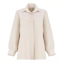 شومیز آستین بلند زنانه السانا مدل هوناز کد 217209 رنگ شیری