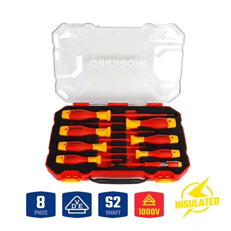 پیچ گوشتی عایق برق ورک پرو مدل WP204700-1000V بسته 8 عددی