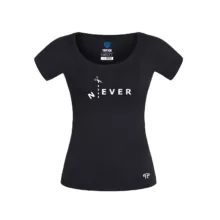 تیشرت آستین کوتاه زنانه تاپیک مدل ضد تعریق طرح NEVER رنگ مشکی