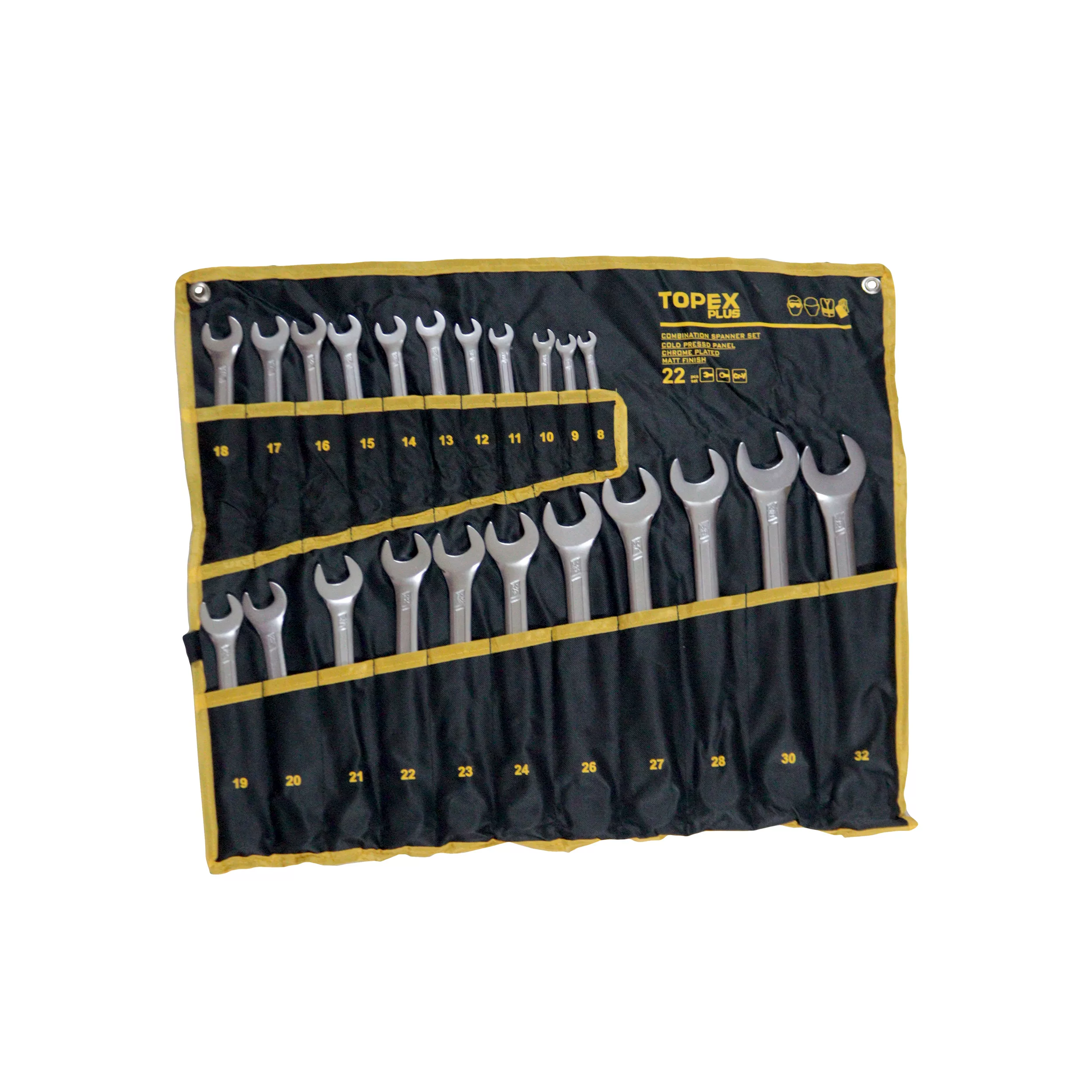 آچار یکسر تخت و یکسر رینگی تاپکس مدل YP-8-32MM مجموعه 22 عددی