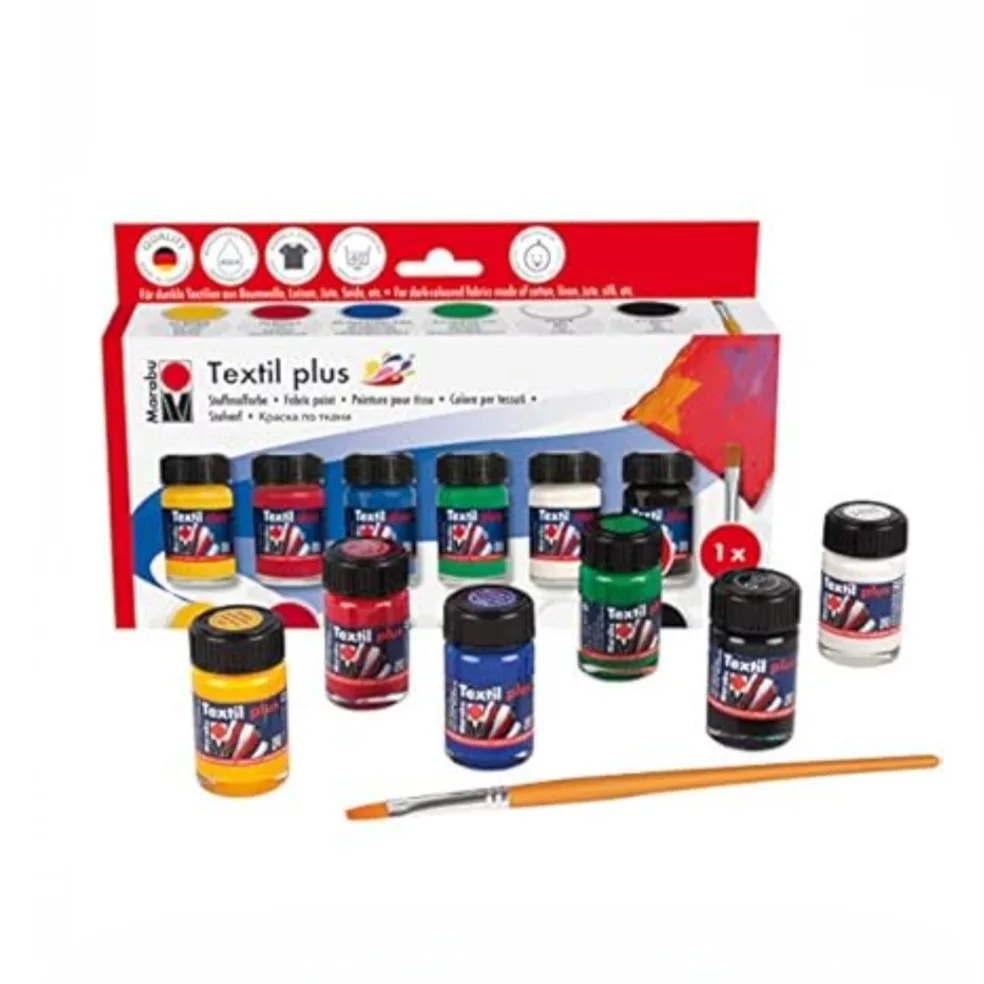 رنگ پارچه مارابو مدل Textil Plus بسته ۶ عددی