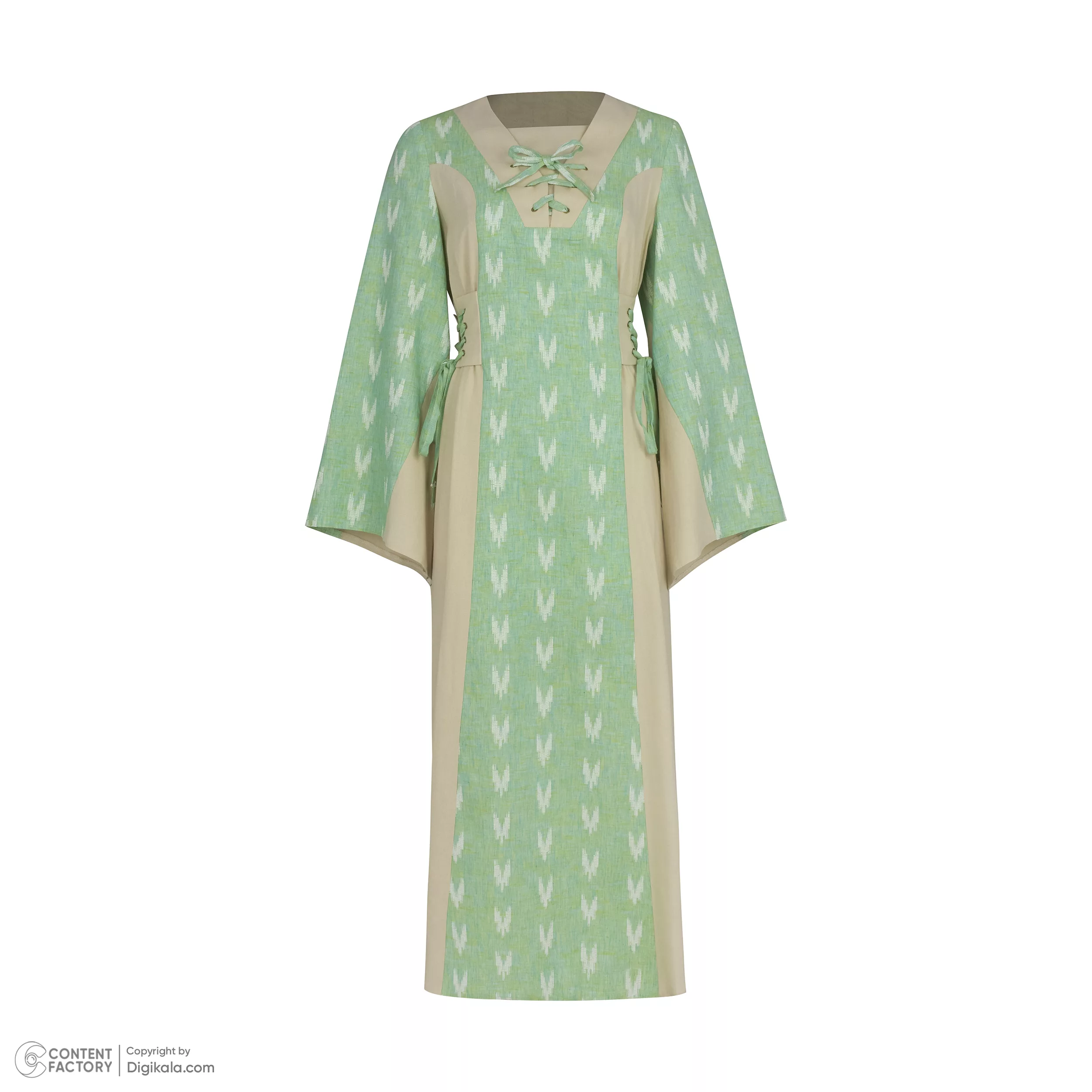 پیراهن یقه هفت زنانه گره استایل مدل P-170 رنگ سبز