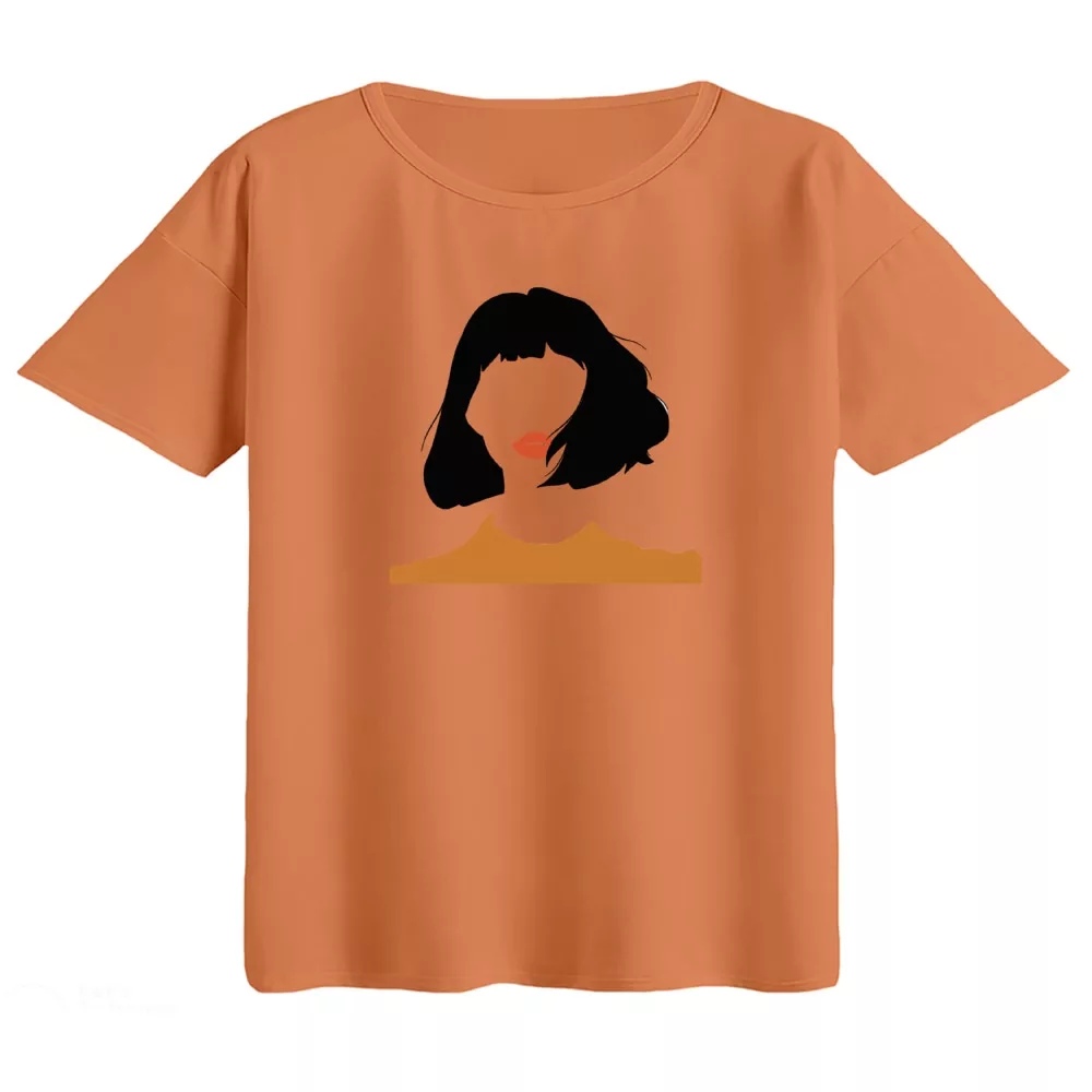 تی‌شرت  اورسایز آستین کوتاه زنانه مدل باکسی طرح مینیمال زن رنگ گلبهی