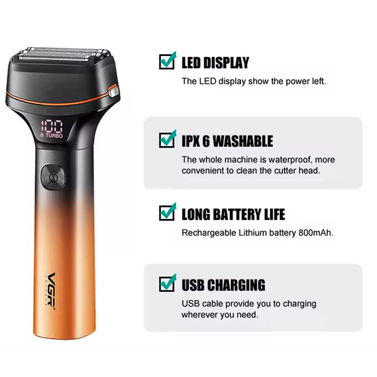 ماشین اصلاح صورت شارژی وی جی ار مدل v-382