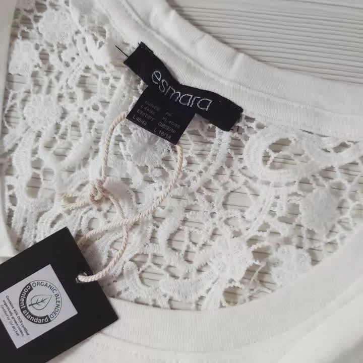 تی شرت آستین کوتاه زنانه اسمارا مدل کتان دانتل