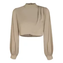 بلوز آستین بلند یقه ایستاده زنانه نیزل مدل 1175 رنگ کرم