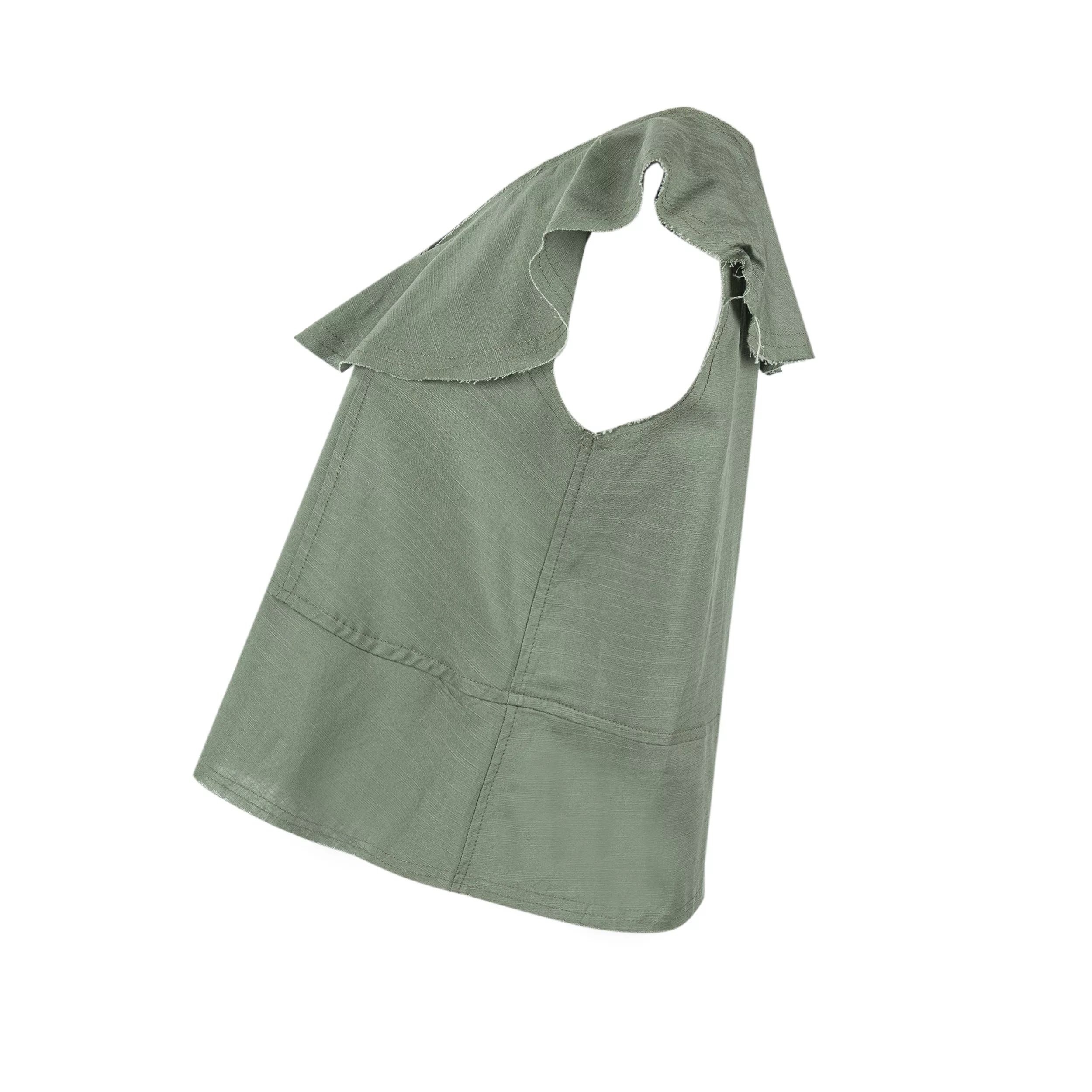 بلوز آستین تا روی شانه یقه گرد زنانه سرژه مدل 202653 رنگ سبز