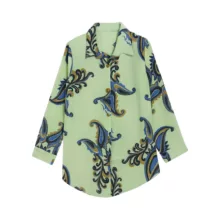 شومیز آستین بلند یقه برگردان زنانه مدل هاوایی