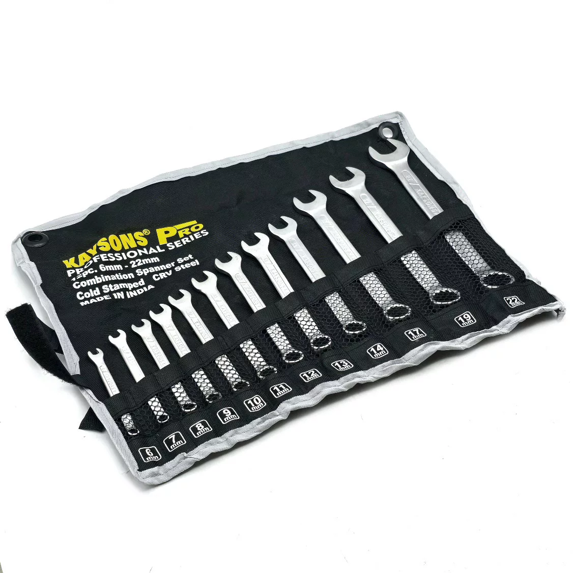 آچار یکسر تخت و یکسر رینگی کایسون مدل CRV-STEEL مجموعه 12 عددی