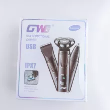 ست ماشین اصلاح موی صورت و بینی شارژی جی دبلیو مدل GW-9936B، اصلاح به صورت صفر زن، خط زن و حجم زن، منبع انرژی با باتری، تکنولوژی اصلاح به صورت برش چرخشی، اندازه اصلاح 0.1 میلی‌متر، مدت زمان شارژ 60 دقیقه و مدت زمان استفاده پس از شارژ 150 دقیقه، ضد آب