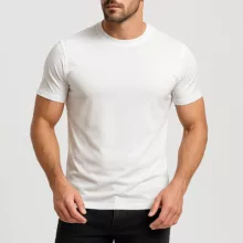 تی شرت آستین کوتاه مردانه رانژ مدل   ساده کد 23RA05 – 422 رنگ شیری