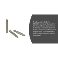 سری پیچ گوشتی تکسر چهار سو استنلی مدل STHT72678-8L بسته 15 عددی