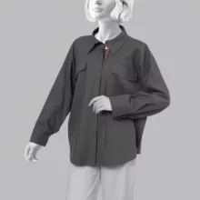 شومیز آستین بلند یقه برگردان زنانه دیجی استایل اسنشیال مدل cbK-42 رنگ طوسی