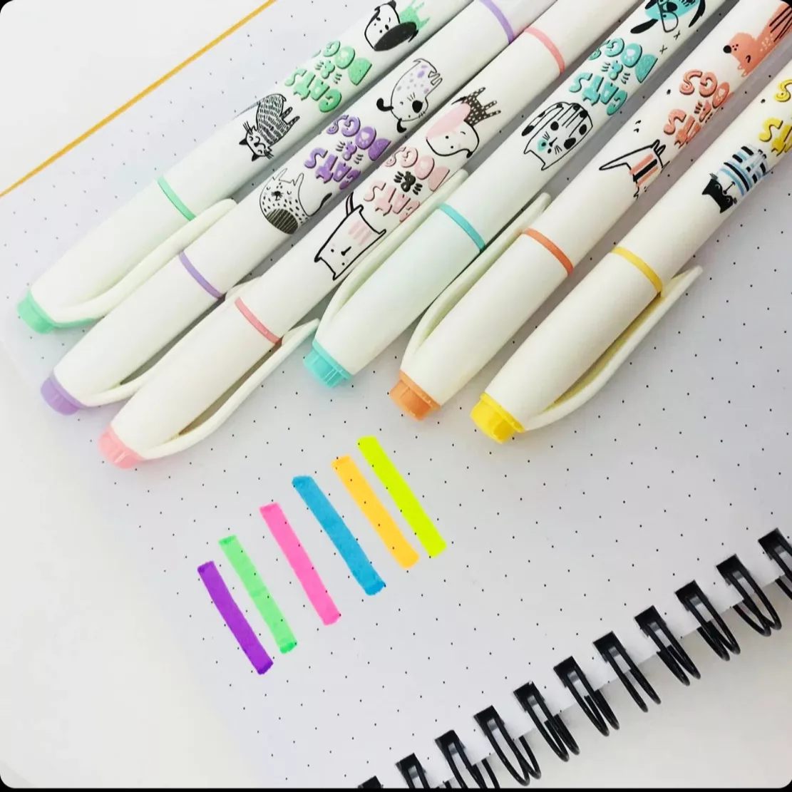 ماژیک علامت گذار مدل گربه سگ بسته 6 عددی