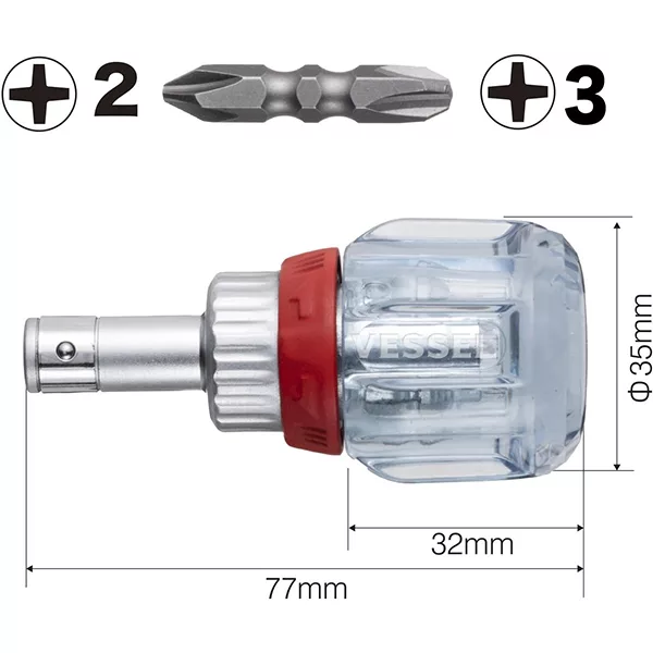 پیچ گوشتی چهارسو وسل مدل TD-6700W-23 بسته 2 عددی