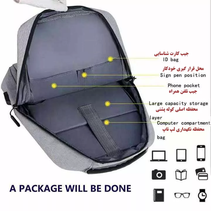 کوله پشتی لپ تاپ مدل 068Med مناسب برای لپ تاپ 14.1 تا 15.6 اینچی