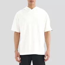 تی شرت اورسایز کلاه دار آستین کوتاه مردانه نوزده نودیک مدل TS1966 W