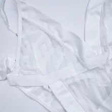 لباس خواب زنانه مدل تور و چرم گارتر دار کد 4302