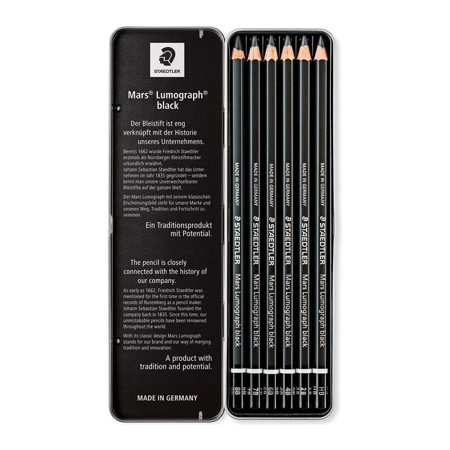 مداد طراحی استدلر مدل Mars Lumograph 100B G6 بسته 6 عددی