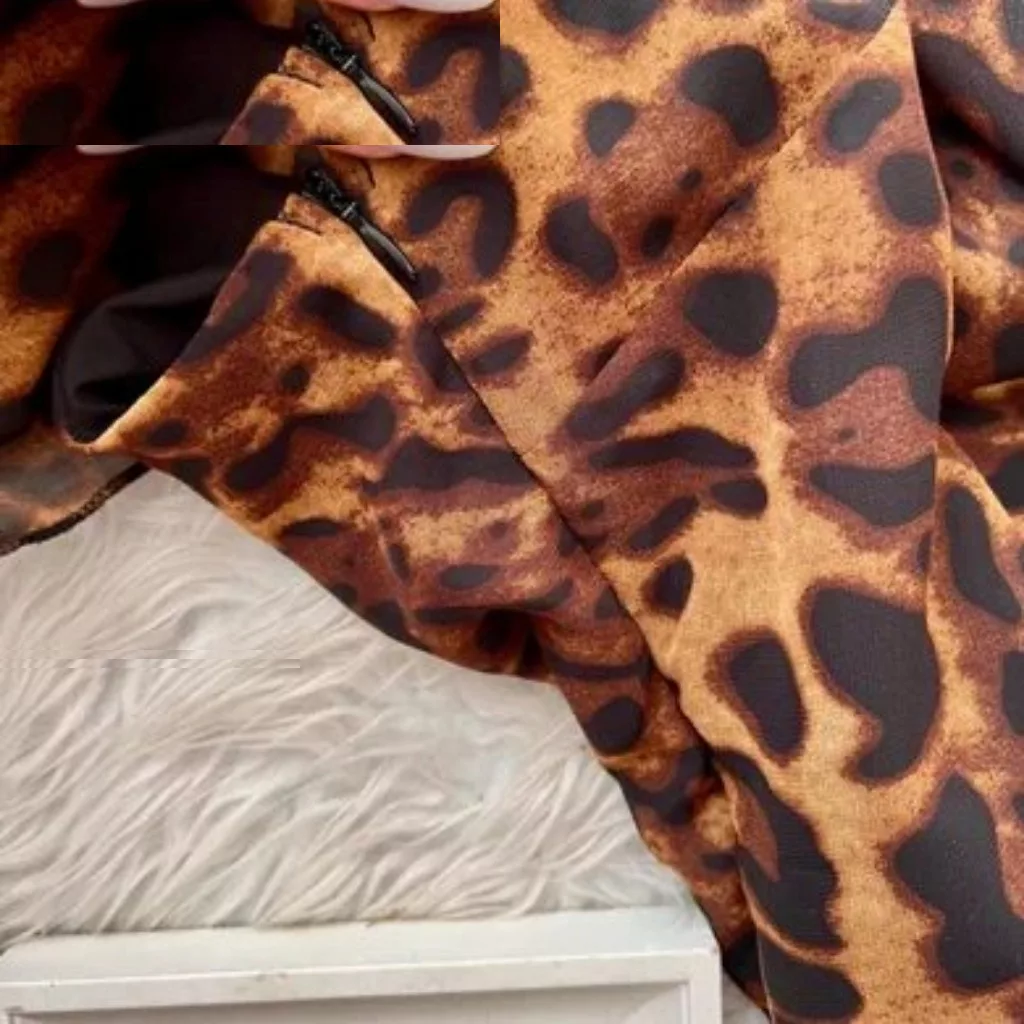 پیراهن یقه قایقی زنانه مدل پلنگی بلا رنگ قهوهای