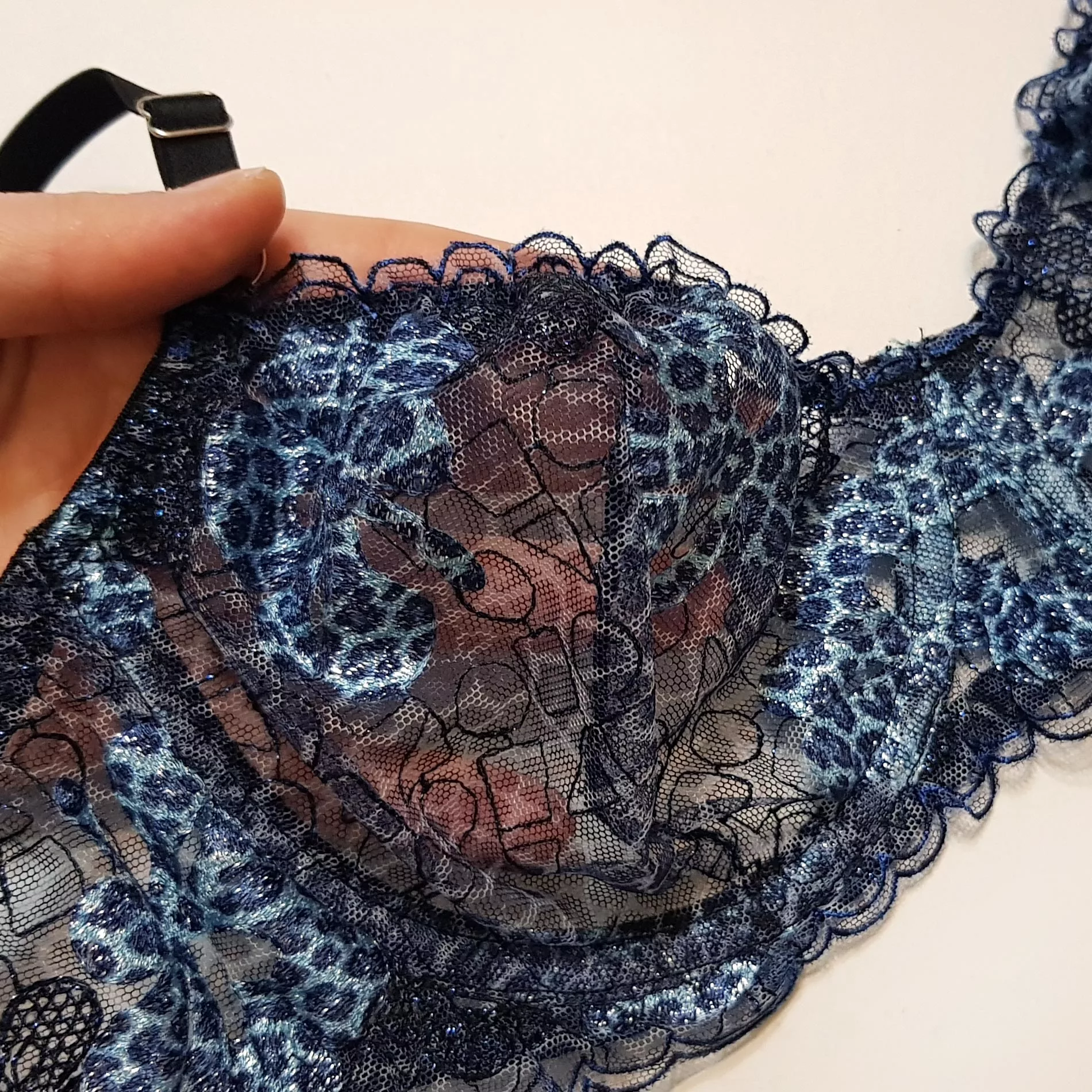 ست شورت و سوتین زنانه برتا مدل فنردار پلنگی کد 5104-4041-BLL رنگ آبی به همراه نگهدارنده جوراب