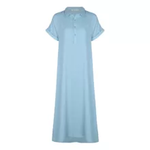 پیراهن یقه برگردان زنانه آر اِن اِس مدل 110824055304 رنگ سبز آبی