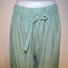 شلوار زنانه مدل بگ نخ شانتون کمر کش رنگ سبز