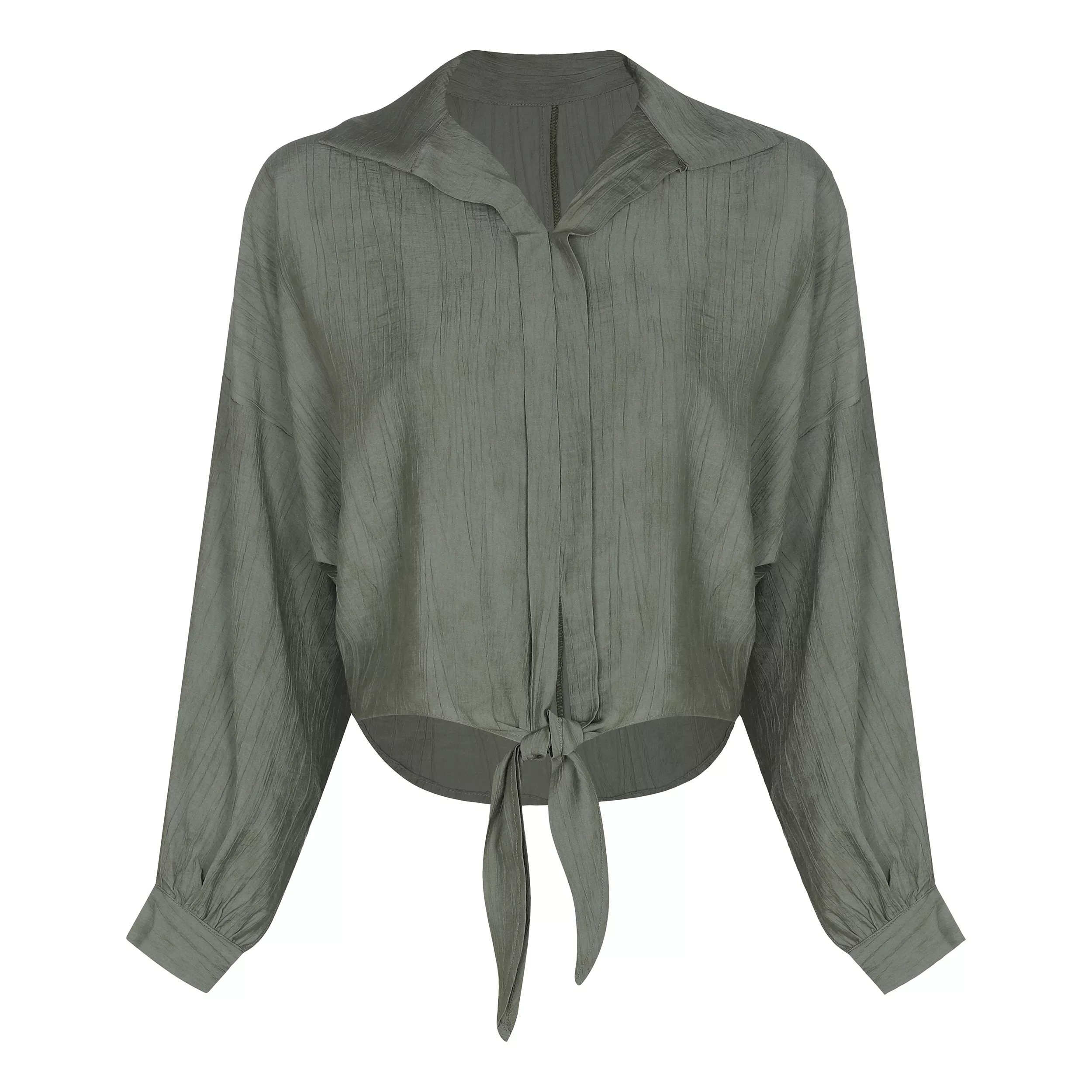 کراپ شومیز آستین بلند یقه هفت زنانه مدل یاشگین