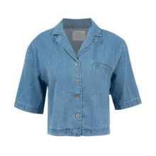 کراپ شومیز آستین کوتاه یقه انگلیسی زنانه جوتی جینز مدل جین کد 203034