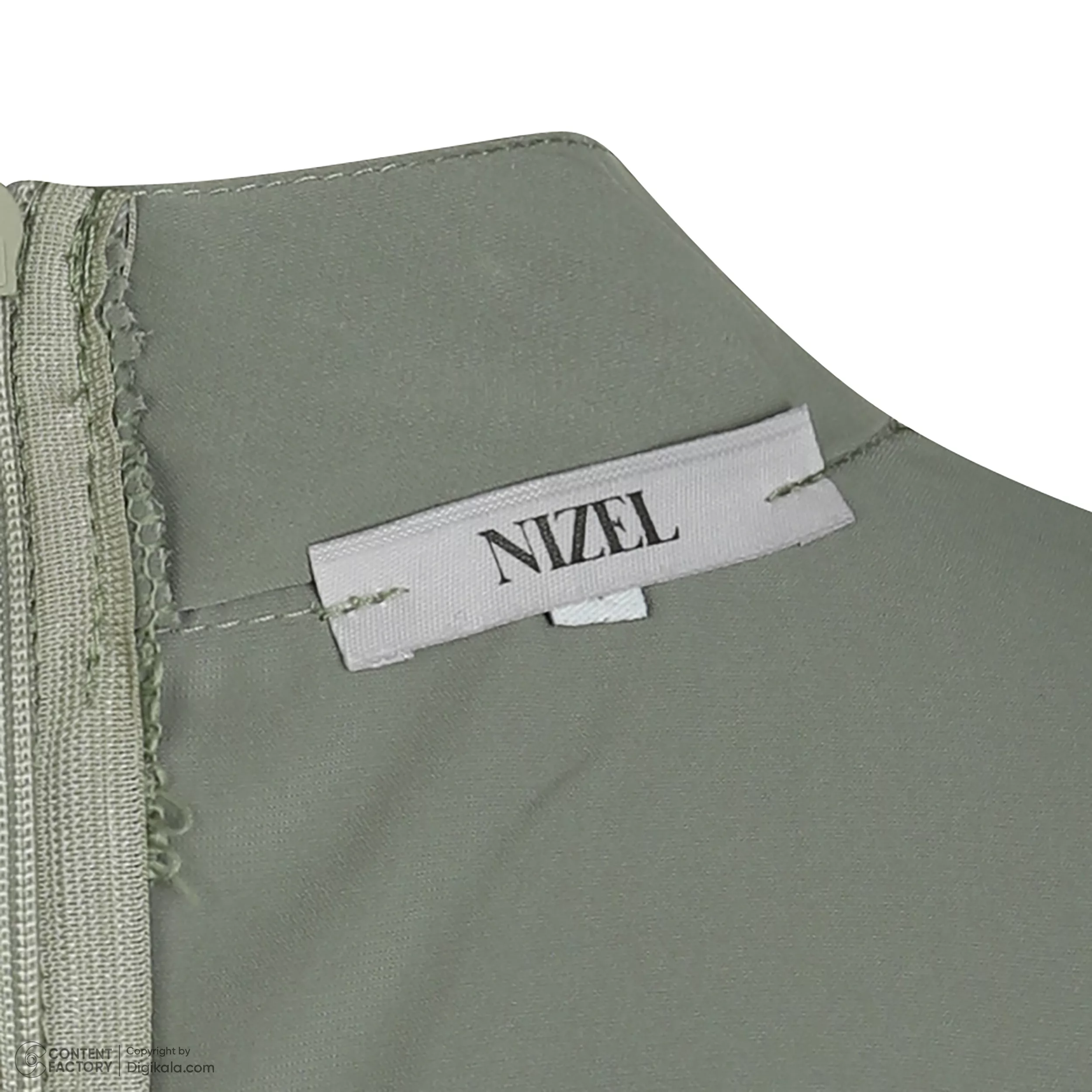 کراپ بلوز آستین بلند یقه ایستاده زنانه نیزل مدل 1175 رنگ سبز سدری