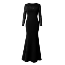 پیراهن یقه گرد زنانه مدل شکوفه 10517 رنگ مشکی